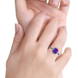 Halo Ballerina Style Oval Engagement Ring Cubic Zirconia 925 Sterling Silver
