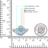 Vintage Style Round Natural Aquamarine Floral Bridal Set Engagement Ring
