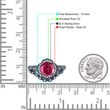 Round Floral Bridal Set Piece Vintage Style Engagement Ring Cubic Zirconia 925 Sterling Silver