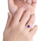 Vintage Inspired Art Deco Oval Engagement Ring Simulated Cubic Zirconia 925 Sterling Silver