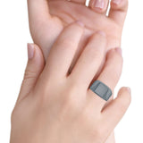 Square Signet Plain Band High Polished Solid 925 Sterling Silver Thumb Ring (12mm)