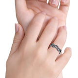 Vines Ring Oxidized Band Solid 925 Sterling Silver Thumb Ring (6mm)