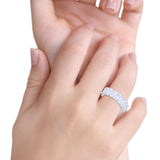 Stackable Emerald Cut Full Eternity Wedding Engagement Band Ring Simulated CZ 925 Sterling Silver