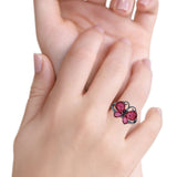 Teardrop Pear Butterfly Filigree Swirl Ring Simulated Cubic Zirconia 925 Sterling Silver Butterfly Ring
