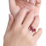Teardrop Pear Butterfly Filigree Swirl Ring Simulated Cubic Zirconia 925 Sterling Silver Butterfly Ring