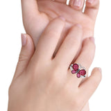 Teardrop Pear Butterfly Filigree Swirl Ring Simulated Cubic Zirconia 925 Sterling Silver Butterfly Ring