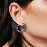 Half Eternity Huggie Hoop Earrings Round Simulated Cubic Zirconia 925 Sterling Silver (21mm)