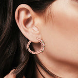 Half Eternity Huggie Hoop Earrings Round Simulated Cubic Zirconia 925 Sterling Silver (21mm)