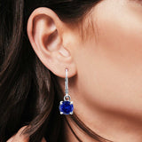 Lever Back Earring Round Simulated Cubic Zirconia 925 Sterling Silver (2mm-10mm)