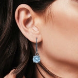 Lever Back Earring Round Simulated Cubic Zirconia 925 Sterling Silver (2mm-10mm)