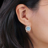 Halo Round Huggie Hoop Earrings Cubic Zirconia 925 Sterling Silver