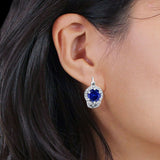 Halo Round Huggie Hoop Earrings Cubic Zirconia 925 Sterling Silver