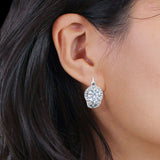 Halo Round Huggie Hoop Earrings Cubic Zirconia 925 Sterling Silver