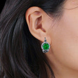 Halo Round Huggie Hoop Earrings Cubic Zirconia 925 Sterling Silver