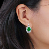 Halo Round Huggie Hoop Earrings Cubic Zirconia 925 Sterling Silver