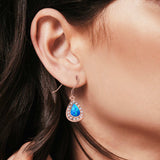 Drop Dangle Pear Earrings Created Opal Simulated CZ 925 Sterling Silver(17mm)