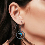 Drop Dangle Dolphin Earrings Created Opal 925 Sterling Silver (22mm)