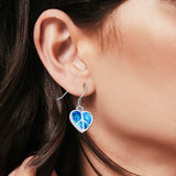 Drop Dangle Peace Heart Earrings Created Opal 925 Sterling Silver (15mm)