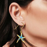 Starfish Drop Dangle Earrings Created Opal 925 Sterling Silver(25mm)