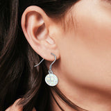 Drop Dangle Round Earrings Created Opal 925 Sterling Silver(15mm)
