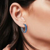 Hoop Earrings Created Opal 925 Sterling Silver (18mm)