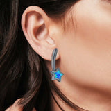 Shooting Star Stud Earrings Created Opal 925 Sterling Silver (13mm)