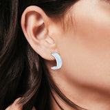 Half Hoop Stud Earrings Lab Created Opal 925 Sterling Silver (15mm)