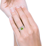 Art Deco Two Piece Wedding Ring Simulated Cubic Zirconia 925 Sterling Silver