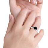 Round Simulated Cubic Zirconia Cathedral Wedding Ring 925 Sterling Silver Center Stone-(6mm)