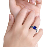 Round Simulated Cubic Zirconia Cathedral Wedding Ring 925 Sterling Silver Center Stone-(6mm)
