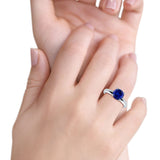Round Simulated Cubic Zirconia Cathedral Wedding Ring 925 Sterling Silver Center Stone-(6mm)