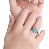 Cushion Cut Art Deco Wedding Ring Simulated Cubic Zirconia 925 Sterling Silver