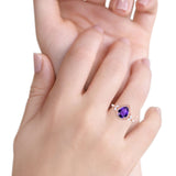 Teardrop Pear Art Deco Engagement Wedding Bridal Halo Ring Round Simulated Cubic Zirconia 925 Sterling Silver