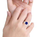 Vintage Art Deco Wedding Ring Round Simulated Cubic Zirconia 925 Sterling Silver