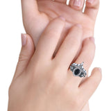 Marquise Art Deco Band Wedding Engagement Bridal Ring Oval Accent Vintage Round Simulated Cubic Zirconia 925 Sterling Silver