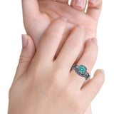 Two Piece Art Deco Wedding Engagement Bridal Set Ring Band Round Simulated Cubic Zirconia 925 Sterling Silver
