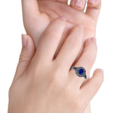 Celtic Halo Art Deco Wedding Engagement Ring Round Simulated Cubic Zirconia 925 Sterling Silver