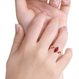 Infinity Twist Marquise Wedding Ring Simulated Cubic Zirconia & Ruby 925 Sterling Silver