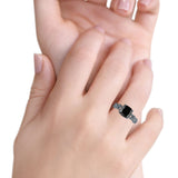 Art Deco Cushion Cut Wedding Engagement Bridal Ring Simulated Cubic Zirconia 925 Sterling Silver