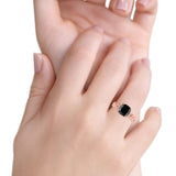 Art Deco Cushion Cut Wedding Engagement Bridal Ring Simulated Cubic Zirconia 925 Sterling Silver