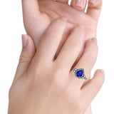Halo Art Deco Wedding Pear Bridal Ring Marquise Round Simulated Cubic Zirconia 925 Sterling Silver