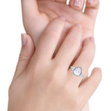 Halo Art Deco Wedding Pear Bridal Ring Marquise Round Simulated Cubic Zirconia 925 Sterling Silver