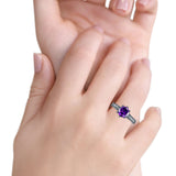 Art Deco Round Simulated CZ Engagement Ring in 925 Sterling Silver