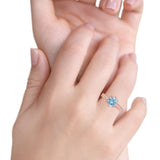 Art Deco Round Simulated CZ Engagement Ring in 925 Sterling Silver