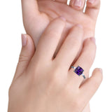 Cushion Cut Art Deco Wedding Bridal Ring Baguette Simulated Cubic Zirconia 925 Sterling Silver