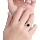 Cushion Cut Art Deco Wedding Bridal Ring Baguette Simulated Cubic Zirconia 925 Sterling Silver