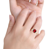 Cushion Cut Art Deco Wedding Bridal Ring Baguette Simulated Cubic Zirconia 925 Sterling Silver