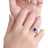 Three Piece Infinity Shank Cushion Cut Art Deco Halo Engagement Ring Round Simulated Cubic Zirconia 925 Sterling Silver