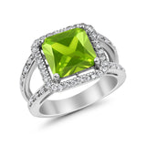Halo Princess Shape Engagement Ring Simulated CZ 925 Sterling Silver