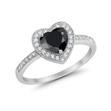 Halo Dazzling Heart Promise Ring Round Simulated CZ 925 Sterling Silver